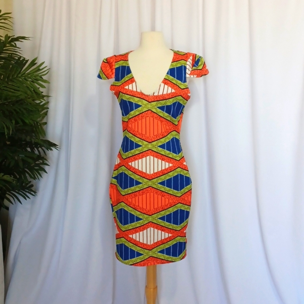 Women's Dress Size M Orange/Blue